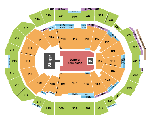 Fiserv Forum Seating Chart: Endstage GA Floor with Catwalk