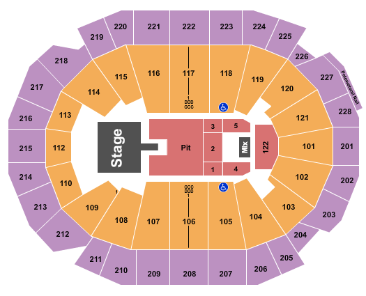 Fiserv Forum Seating Chart: Endstage Pit w/ Catwalk 2