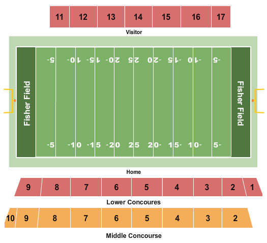 Fisher Stadium - PA Seating Chart: Football