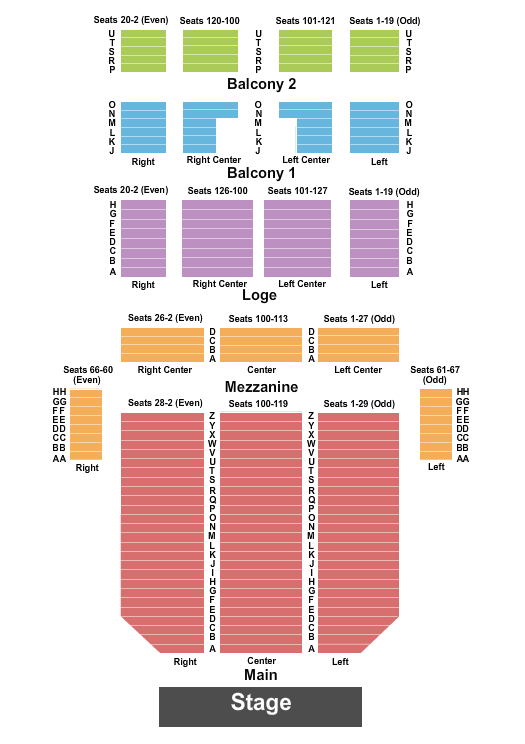 Fisher Theatre - MI Seating Chart: End Stage