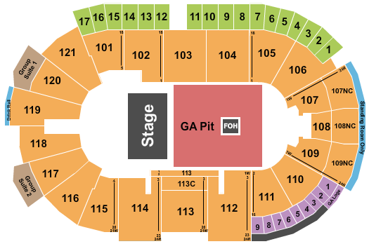 Fishers Event Center Seating Chart: Half House GA Pit