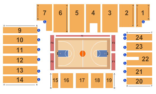 Five Flags Center - Arena Seating Chart: Basketball