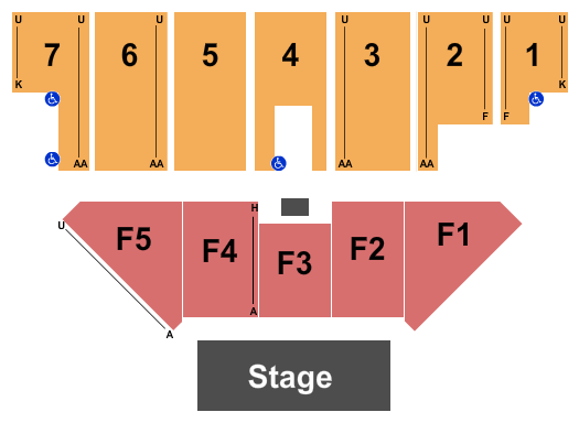 Five Flags Center - Arena Seating Chart: End stage 2