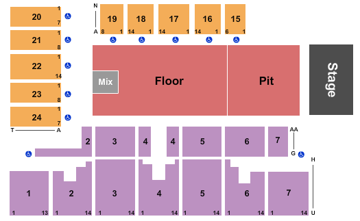 Five Flags Center - Arena Seating Chart: Endstage Pit & Floor