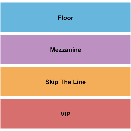 Five Points Theatre Seating Chart: Floor/Mezz/Skip/VIP