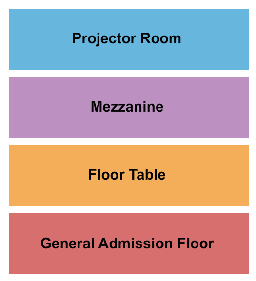 Five Points Theatre Seating Chart: GA/Table/Mezz/Proj