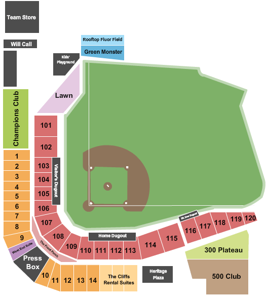 Fluor Field at the West End Seating Chart: Baseball