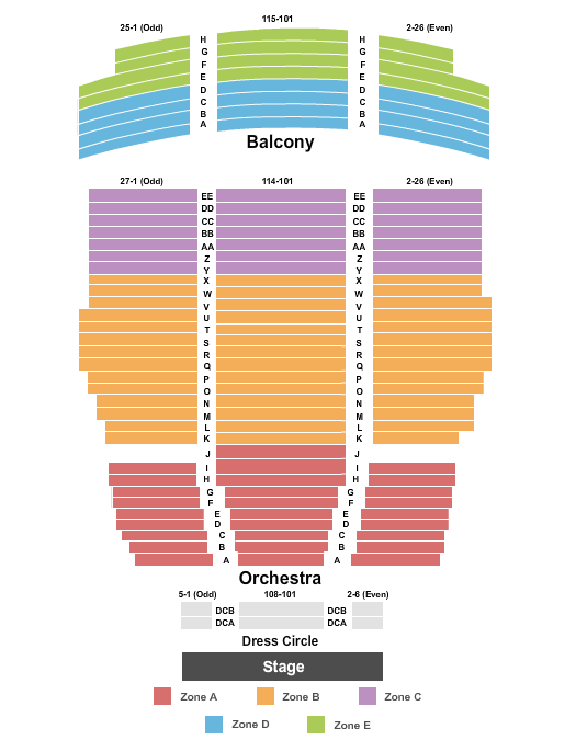 Flynn Center for the Performing Arts Seating Chart