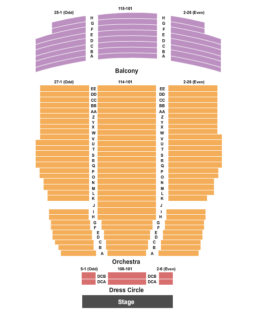 Flynn Center for the Performing Arts Seating Chart: End Stage
