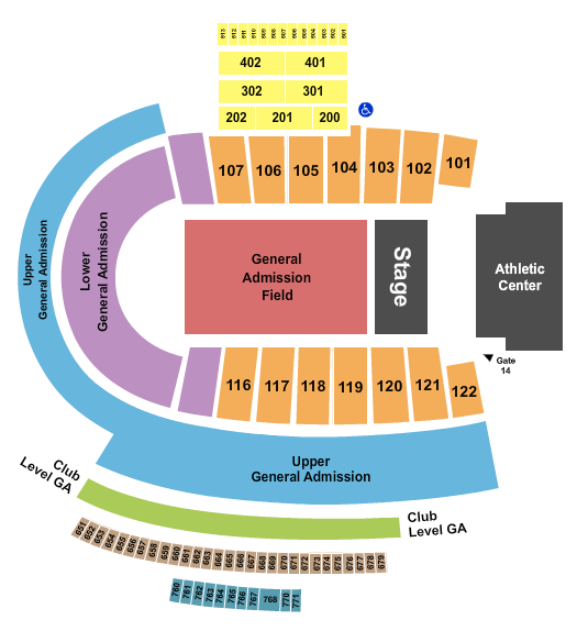 Folsom Field Seating Chart: GA Field/GA Lower/GA Upper
