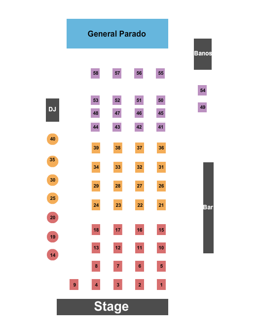 Fonda Dulce Jesus Mio Seating Chart: GA & Tables