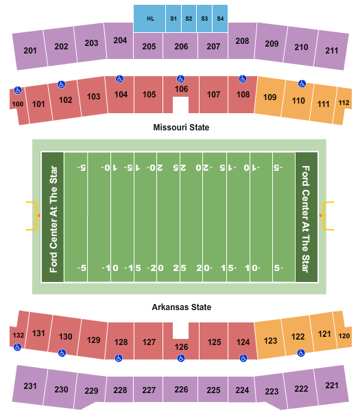 Ford Center At The Star Seating Chart: Football - Xbox Bowl
