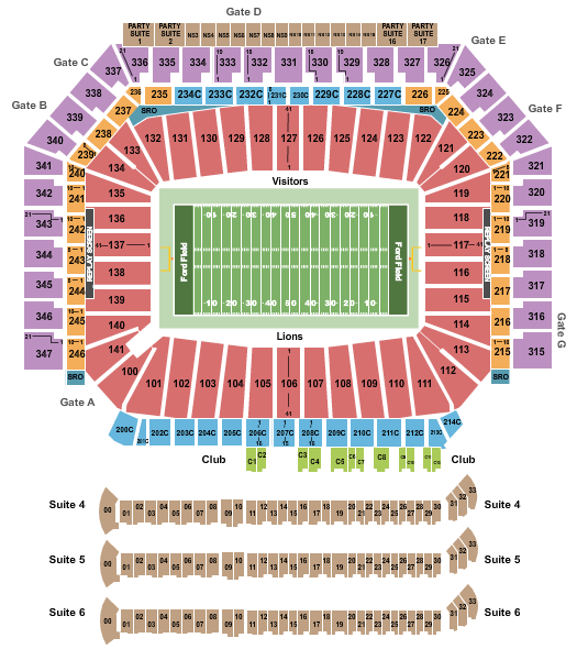 Lions Tickets Seating Chart