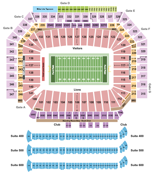 Ford Field Seating Chart: Football 2