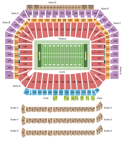 Ford Field Seating Chart: Football