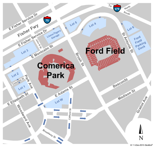 Ford Field Parking Lots Map