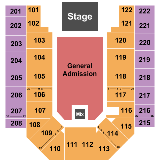 Ford Wyoming Center Seating Chart: Endstage GA Flr