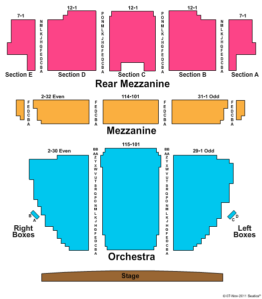 Forrest Theatre Seating Map