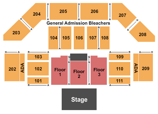 Forum River Center Arena Seating Chart: Endstage - GA Bleachers