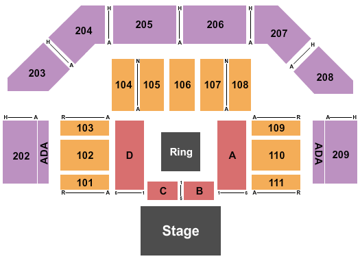 Forum River Center Arena Seating Chart: Wrestling