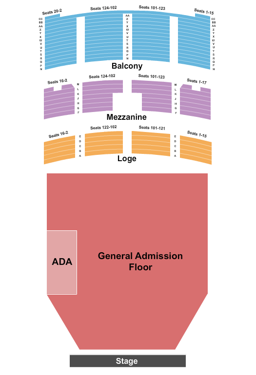 Fox Theater - Oakland Seating Chart: Endstage GA  No Split
