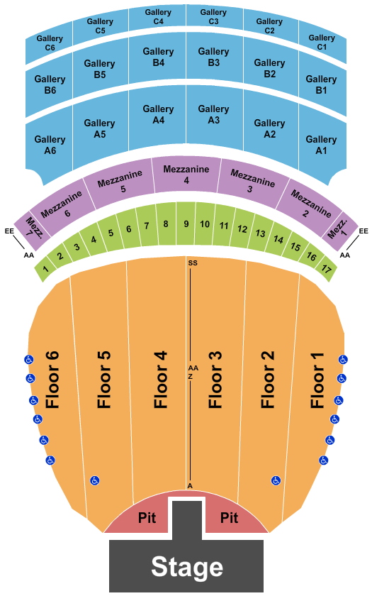 Fox Theatre - Detroit Seating Chart: Endstage Pit with Catwalk