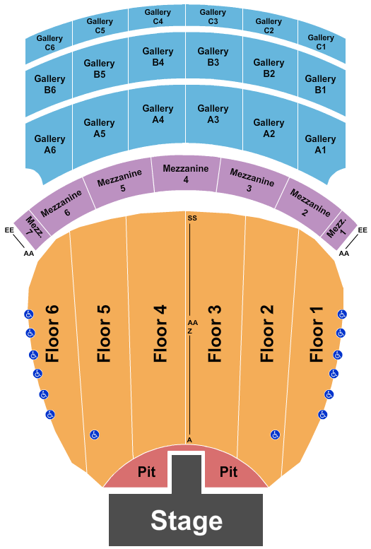 Fox Theatre - Detroit Seating Chart: Endstage Pit with Catwalk