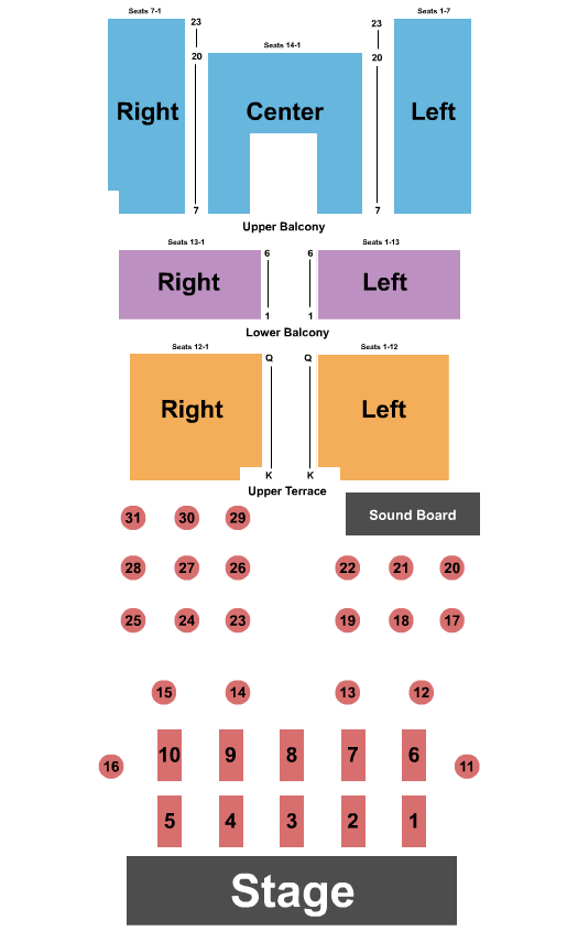 Fox Theater - Salinas Seating Chart: Endstage Tables 2