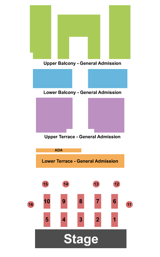 Fox Theater - Salinas Seating Chart: Endstage Tables & GA By Level