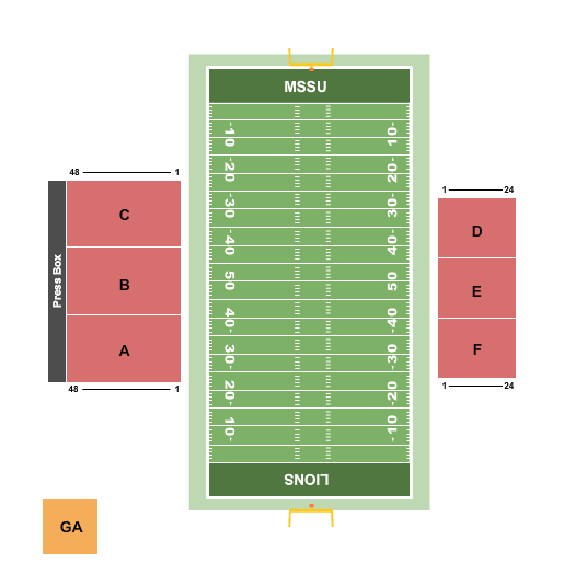 Fred G. Hughes Stadium Seating Chart: Football