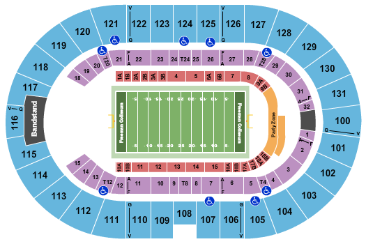 Freeman Coliseum Seating Chart: Indoor Football