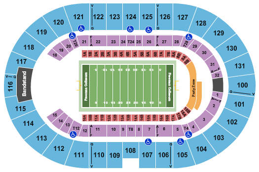 Freeman Coliseum Seating Chart: Indoor Football