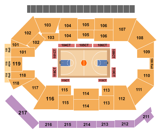 Frontwave Arena Seating Chart: Basketball 2