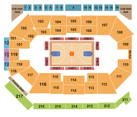 Frontwave Arena Seating Chart: Basketball 3