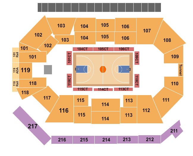 Frontwave Arena Seating Chart: Basketball