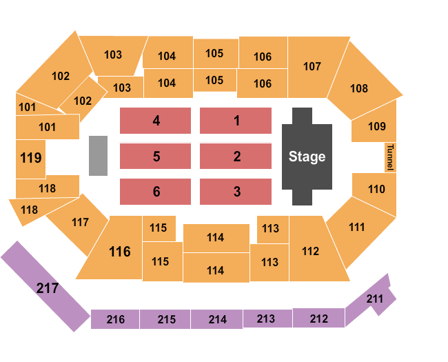 Frontwave Arena Seating Chart: End Stage