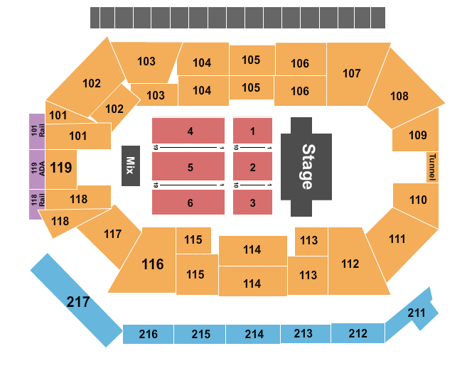 Frontwave Arena Seating Chart: Endstage 2