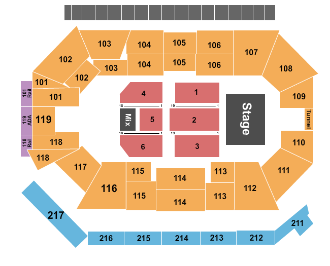 Frontwave Arena Seating Chart: Endstage 3