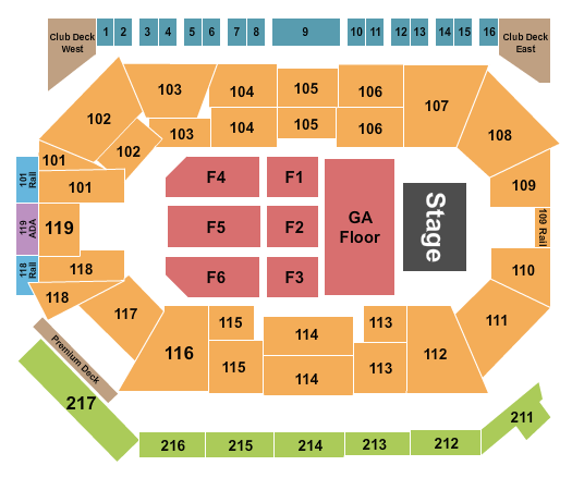 Frontwave Arena Seating Chart: Endstage GA Floor/RSV Floor