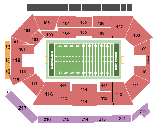 Frontwave Arena Seating Chart: Football 2