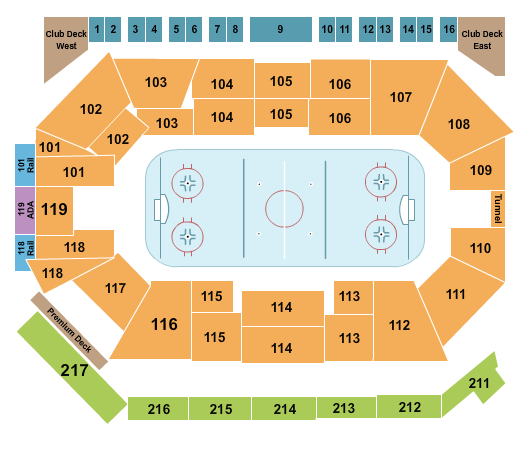 Frontwave Arena Seating Chart: Hockey