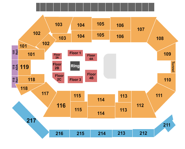 Frontwave Arena Seating Chart: Wrestling - AEW