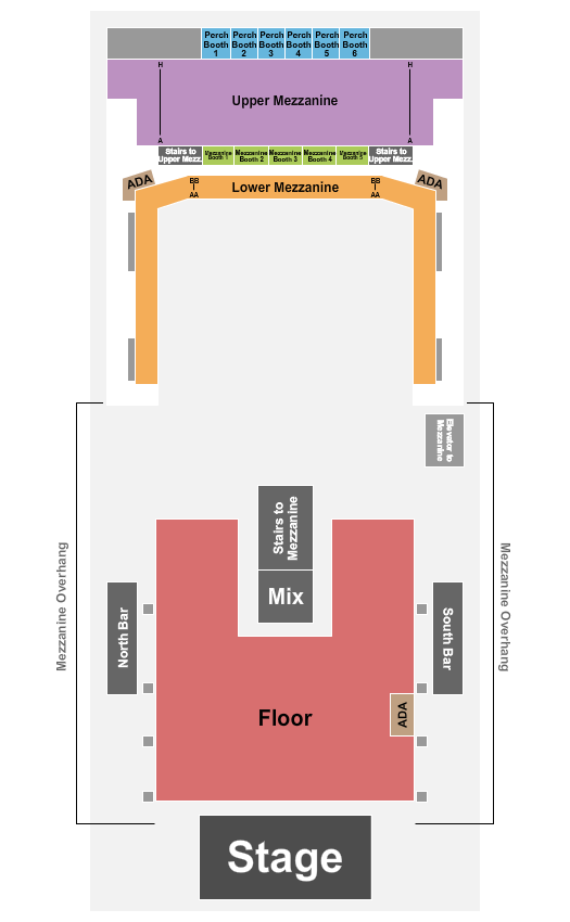 GLC Live at 20 Monroe Seating Chart: Endstage GA w/Bar