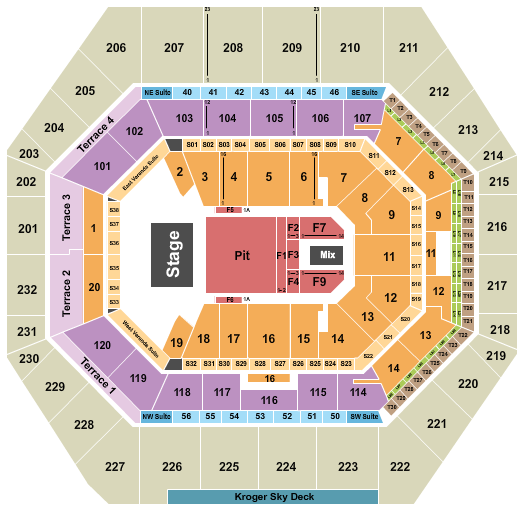 Gainbridge Fieldhouse Seating Chart: Endstage GA Pit 2