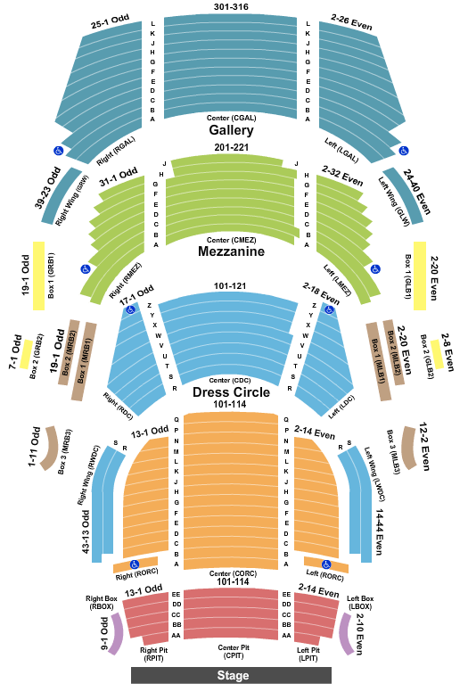 Gallagher Bluedorn Performing Arts Center Seating Chart: End Stage