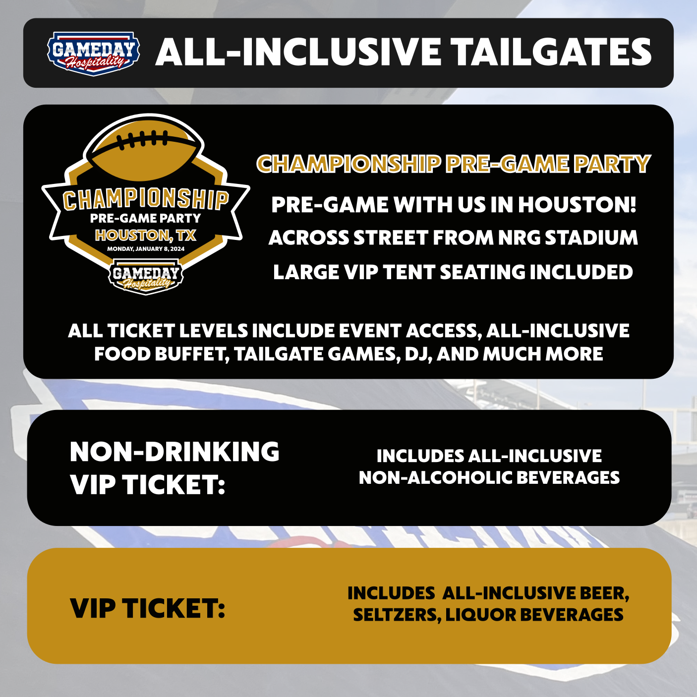 NRG Stadium Parking Lots Seating Chart: Tailgate