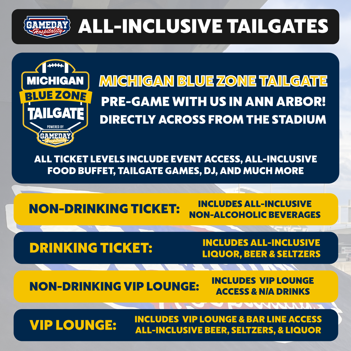Gameday Hospitality - Ann Arbor Seating Chart: Gameday Hospitality