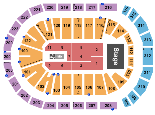 Gas South Arena Seating Chart: Endstage with B Stage