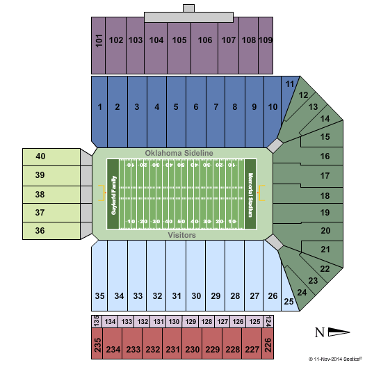 Oklahoma Memorial Stadium Seating Map Elcho Table