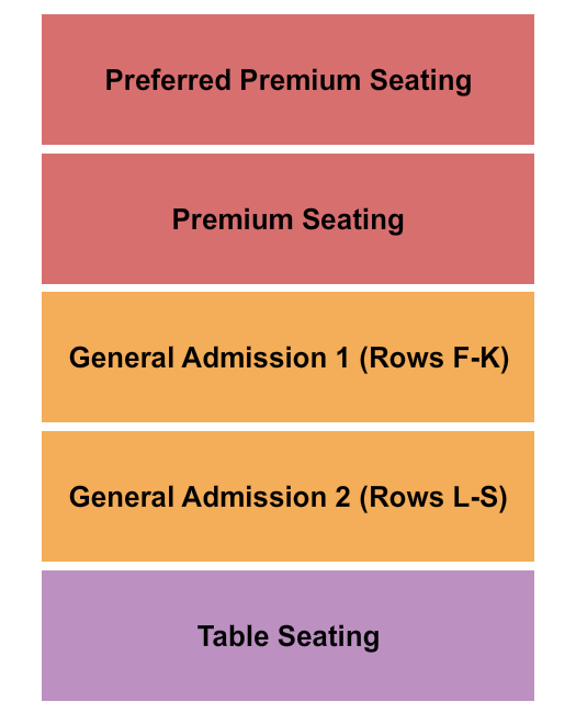Oaks Theater Seating Chart: Premium/GA/Table